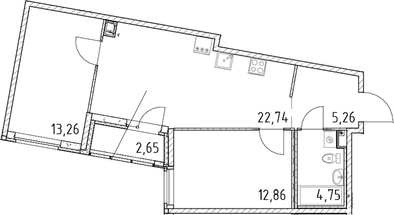 2-комнатная квартира 58.87 м², 11/17 эт., ЖК «Город Первых»